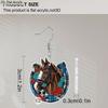 2D Flat Flower Horse Head Pattern Ear Jewelry Dangle Earring Daily Outfits Party Accessories Perfect Gift for Family/ Friends