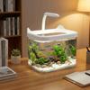 LED Light Desktop Fish Tank Plastic Transparent Fish Breeding Tank Durable Cat-shaped Betta Fish Bowl for Fish Shrimp Small