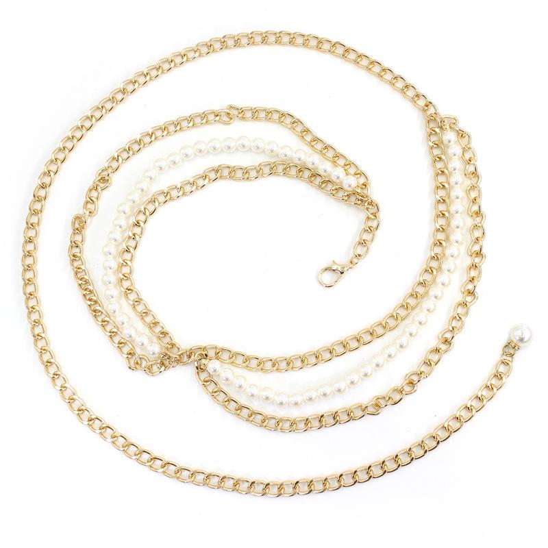 Pearl Waist Chain Women'S Small Fragrant Style With Suit Dress Shirt Metal Decorative Belt Chain