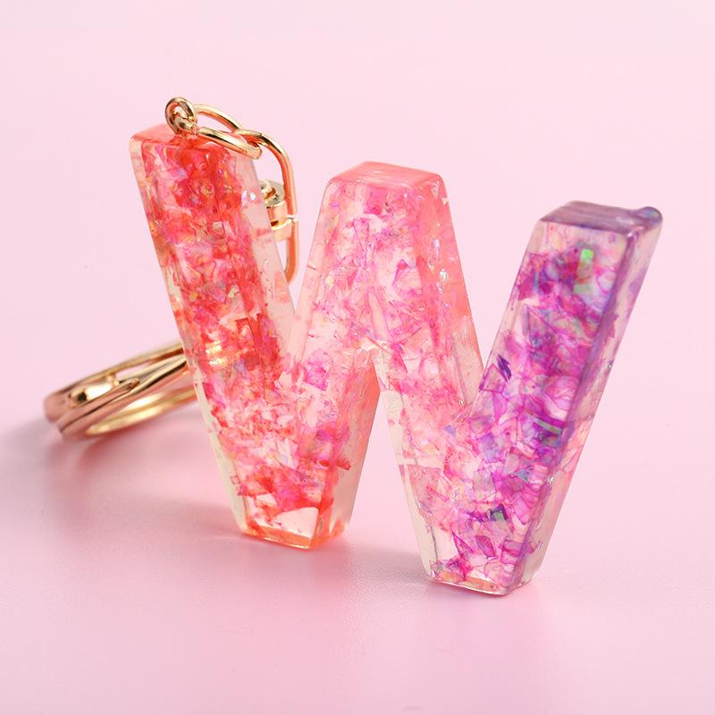 Ab Glue Fuchsia Gradual Change Letter Keychain Pendant Pendant Japanese And Korean Style Popular Versatile Keychain Jewelry