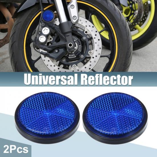 2 Pcs Universal Round Shape Reflectors for Motorcycle Garbage Cans Car Blue