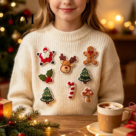 Embroidery Starter Set Christmas Felt Brooch Kit for Beginners, DIY Decorative Pins with Tools, Handmade Art Crafts Festive Clothing Accessories,