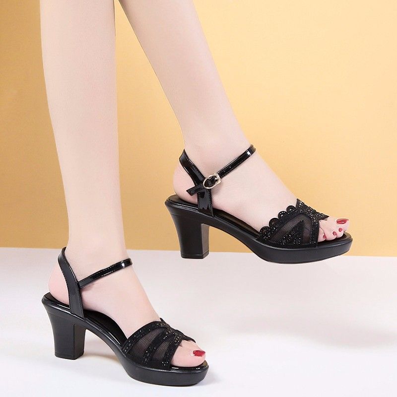 Summer Shoes Open Toe Sandals for Women's Sandals Single Shoes Women Shoes Elegant Sandals Black Shoes