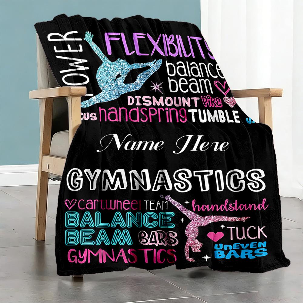Gymnast Customize Your Name Blanket Throw Personalized Blanket Durable Comfort Perfect for Bed Seaside Living Room Sofa Four Seasons Multipurpose
