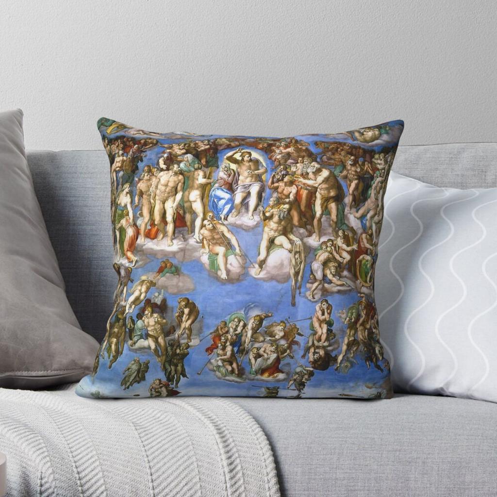 Michelangelo The Last Judgment Pillowcase Polyester Linen Velvet Printed Zip Decor Throw Pillow Case Car Cushion Cover