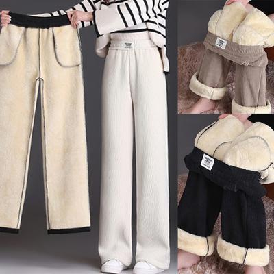 Thick Women Winter Plush Thicken Warm Pants Loose  Casual Sports Pants Sweatpants Women Straight Trousers