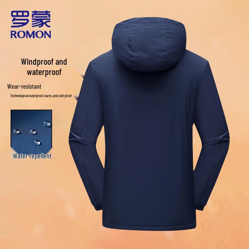ROMON Men's Hooded Water-Repellent Warm Fleece Jacket