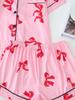 Bow Short-Sleeve Pajama Shorts Set – Stylish Indoor/Outdoor Wear