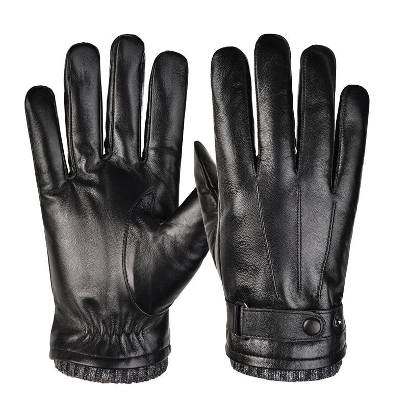 

Leather gloves men s autumn and winter velvet warm windproof waterproof riding driving outdoor sports sheepskin gloves L
