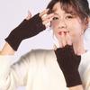 Knitted Half Finger Gloves Stretchy Warm Gloves Fingerless Thumb Hole Gloves