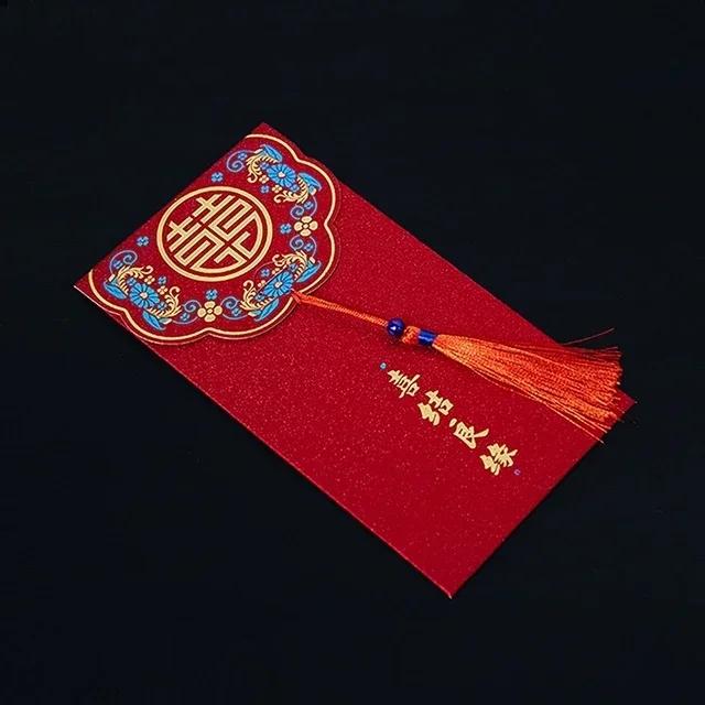 3Pcs/set Traditional Chinese Wedding Red Envelope with Tassel Lucky Money Packets Blessing Red Packet