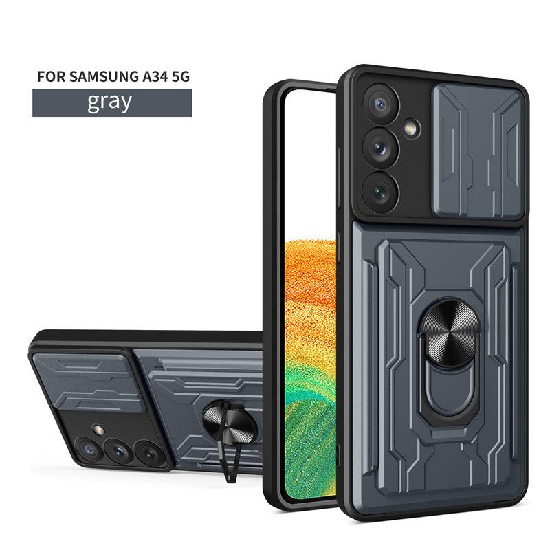 Suitable for Samsung A54 Multi Functional Ring Magnetic Suction Phone Case Samsung S23 Ultra Sharp Armor Push Window Bracket To Prevent Falling