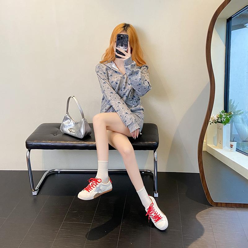 Popular versatile flat-soled casual shoes trendy and comfortable niche style old stars dirty shoes color matching lace-up board shoes women