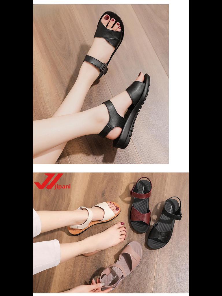 2025 Mom's Non-Slip Soft Bottom Sandals: Stylish Summer Flats for Middle-Aged and Elderly Women