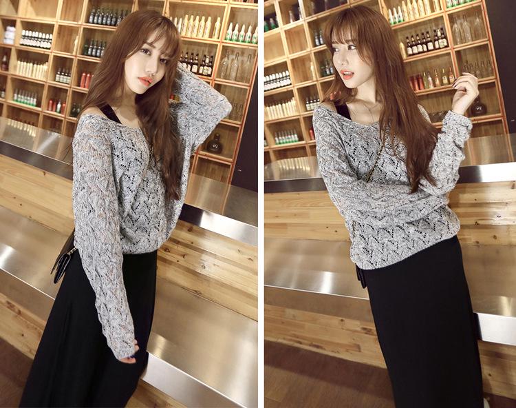 Damska dzianinowa sukienka dwuczęściowa z długim rękawem w stylu koreańskim w dużych rozmiarach