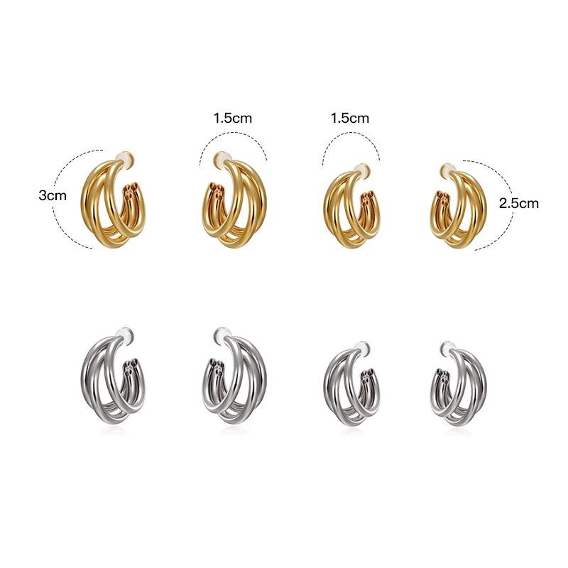 BOONEE 925 Silver Gold Circle Stud Earrings - Elegant European & American Design