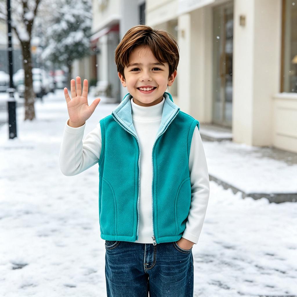 Gilet Bicolore Casual con Zip per Bambini e Bambine per la Scuola e il Gioco all'Aperto