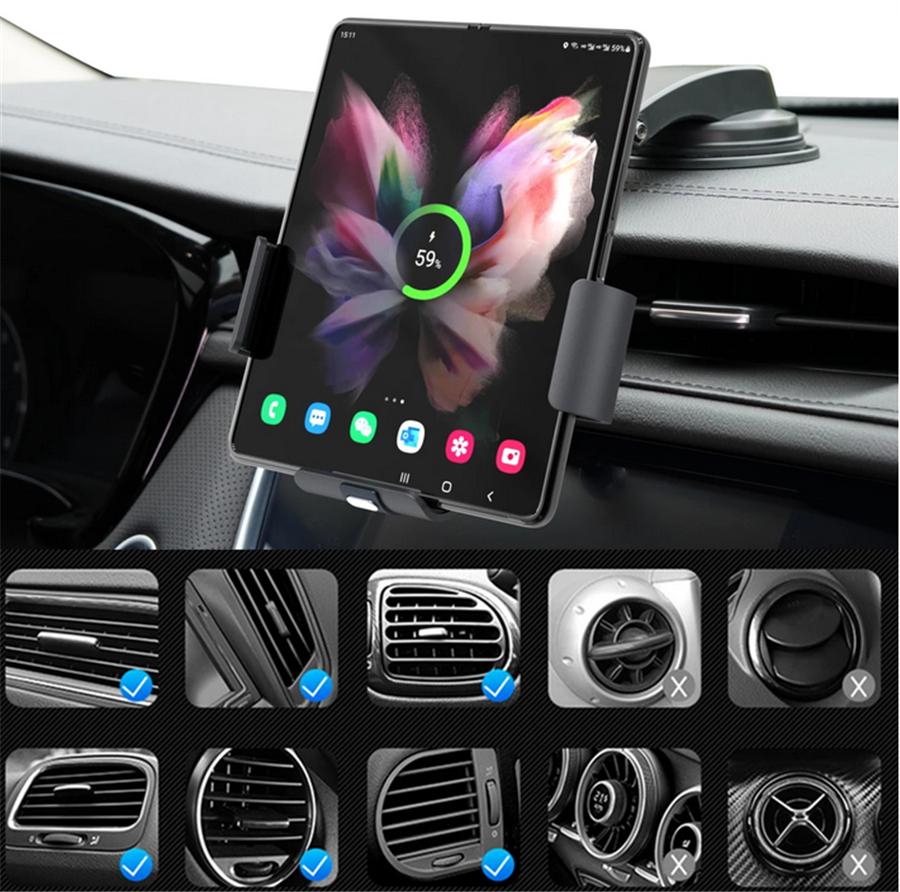15W Car Wireless Charger Qi Smart Phone Charging Holder For Fold Screen Big Pad
