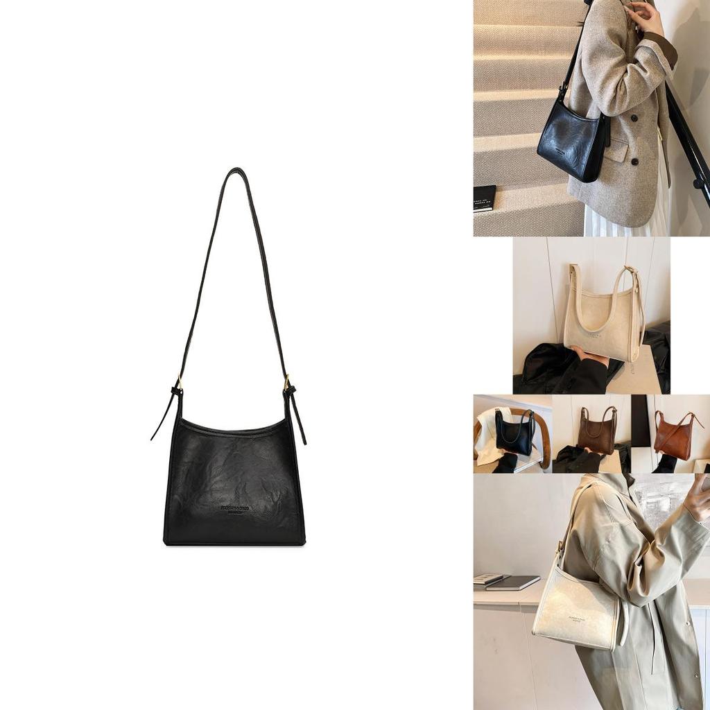 Stylish Vintage Fashion Tote Bag For Women Spacious Commuter Design In Black Brown White
