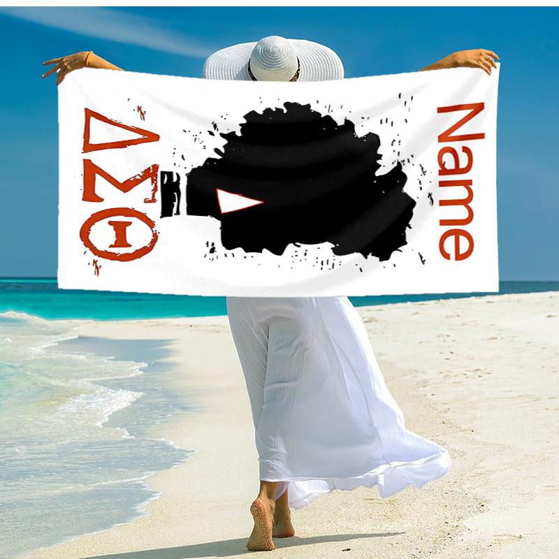 Personalized customized proof beach towel with Delta Sigma Theta pattern - soft, absorbent, quick-drying, perfect swimming, camping&bathing