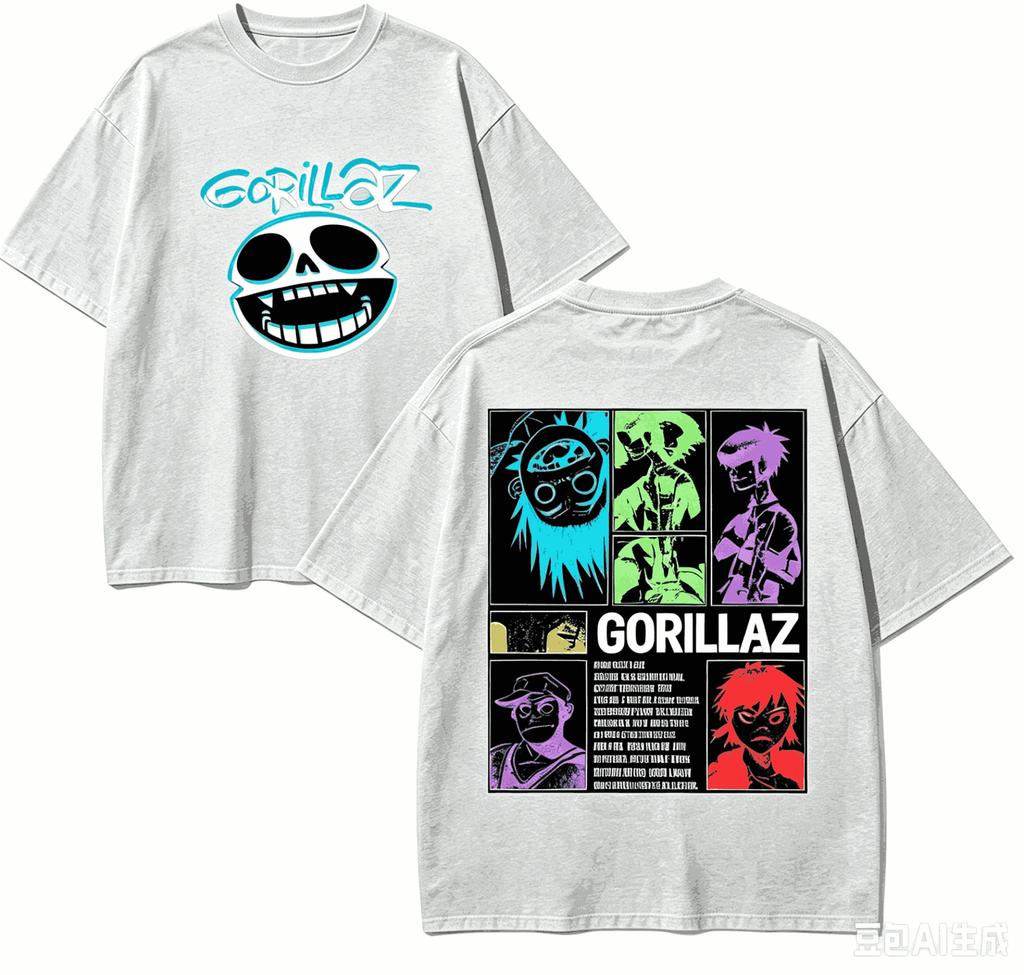 Gorillaz For Fan Gift Tshirt Unisex Unisex Harajuku Oversizedunisex Short Sleeve Streetwear High Quality Couples Comfortable Soft