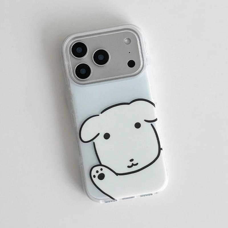 Minimalist Cute Puppy Phone Case For iPhone 17 16 15 14 13 12 11 Pro Max 7 8 Plus 16e 17e Air X XR XS Max Shockproof Back Cover