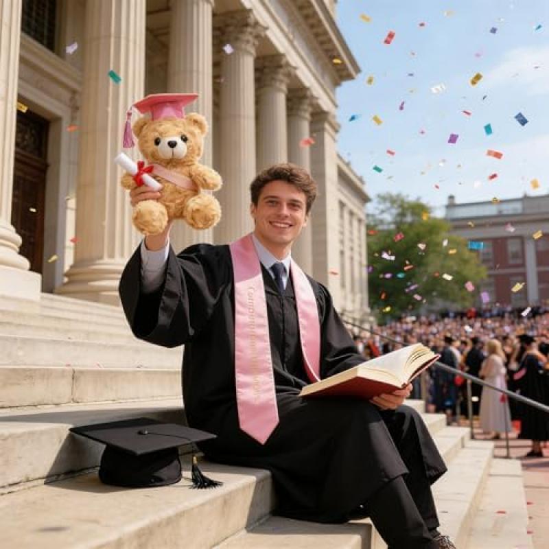Graduation Teddy Bear Plush Toy Set – Bachelor’s Degree Gift, Plush Toy To Celebrate Exam Success, Unisex Graduation Souvenir