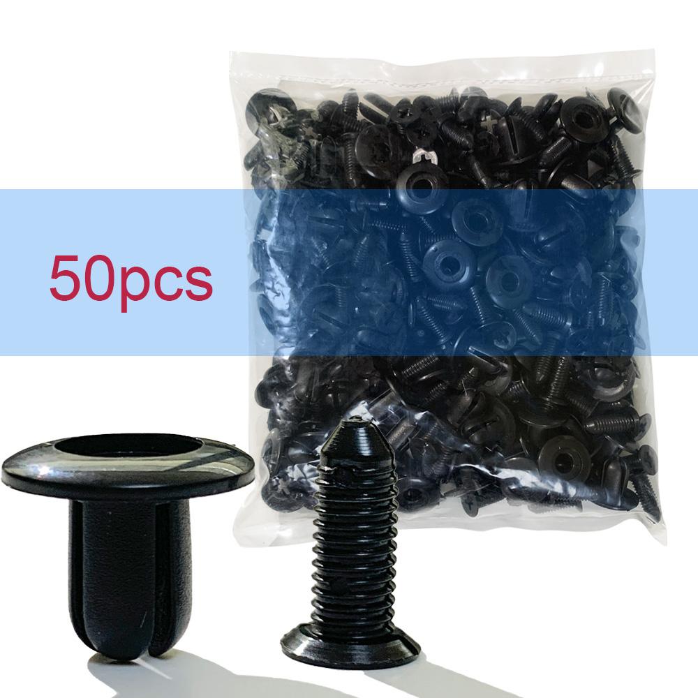100pcs Car Fastener Clips Hole Auto Plastic Rivets Fasteners Screw Car Bumper Fender Black Rivet Accessories Auto Fastener Clips 50Pcs Mix