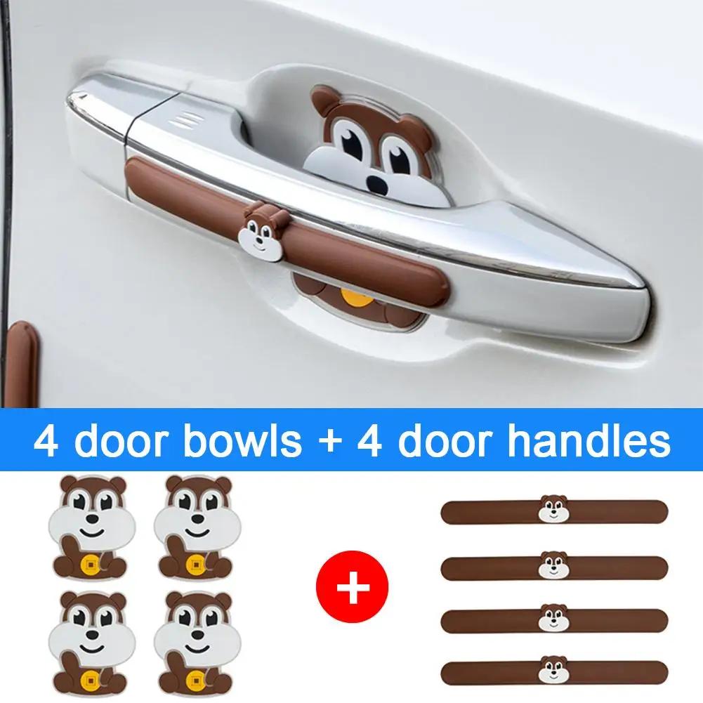 

Очаровательная мультяшная наклейка на ручку двери автомобиля, защита от столкновений, клейкая накладка, наклейка на переднюю дверь, защита задней чаши, бампер, ПВХ-полоса Han E3P1