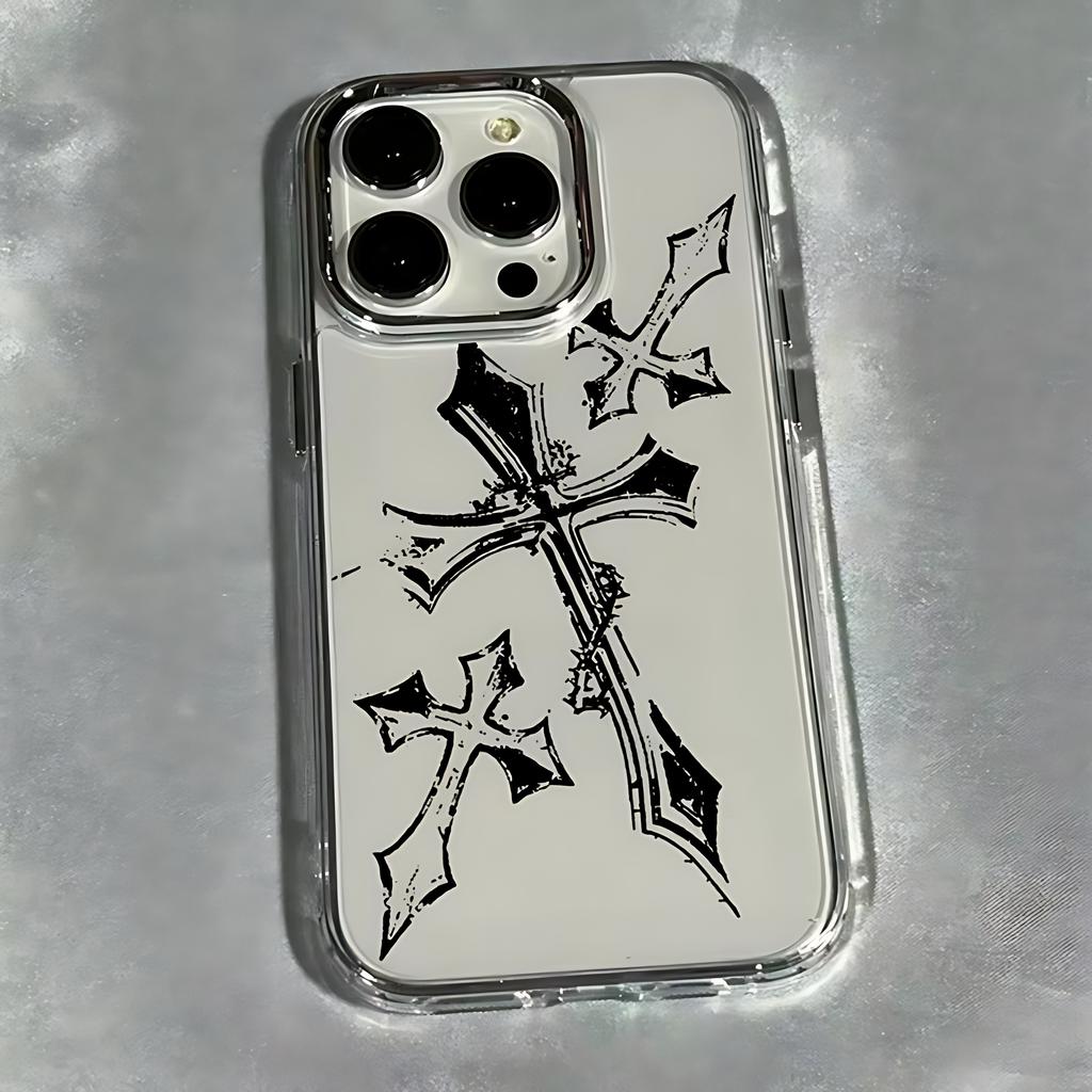 Dark Gothic Cross Mark Phone Case for OPPO Reno4 Reno5 Reno6 Reno8 Reno11 Reno12 13 14 15 Z T F Pro 4G 5G Transparent Soft Cover