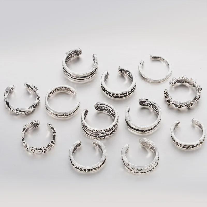 European & American Carved Hollow 12-Piece Foot Ring Jewelry Set