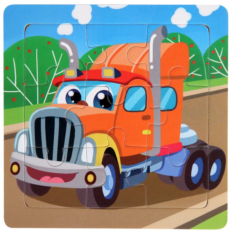 11cm Children Wooden Jigsaw Puzzle Games Cartoon Animal Vehicle Pattern Wooden 3d Puzzle Montessori Educational Toys