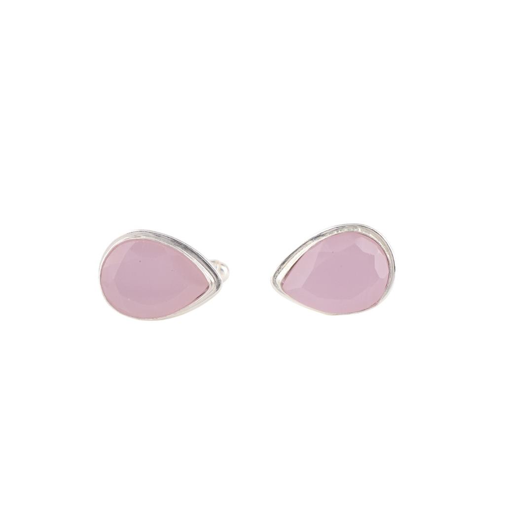 Rose Chalcedony Gemstone 925 Sterling Silver Jewelry Handcrafted Cufflinks 0.66" CL-6-20