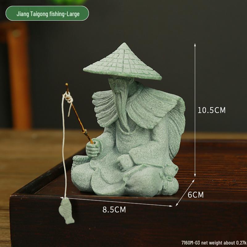 Porcelain Green Sandstone Buddha Ornament for Zen Fish Tank or Bonsai Display