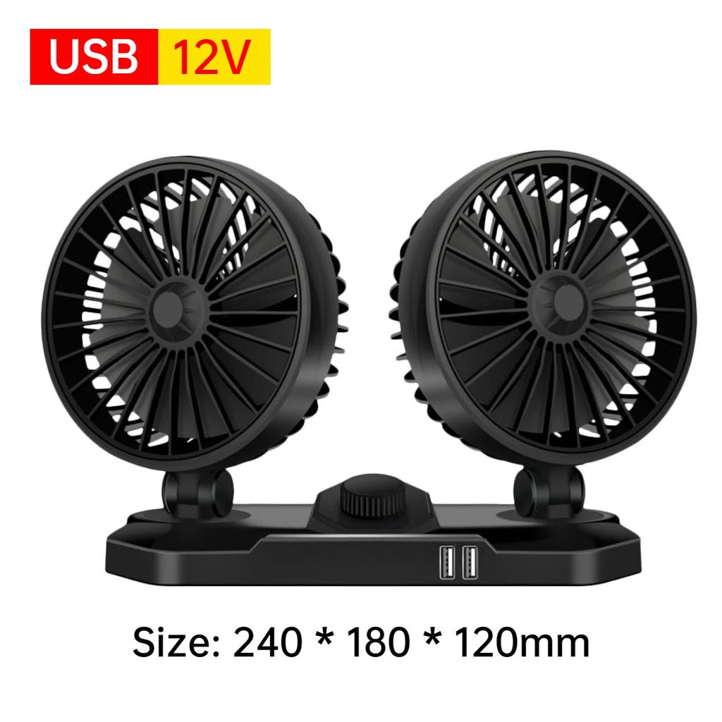 USB/12V/24V Fan Car Fan Automotive Electric Fan Universal 3/2/1 Head Summer Cooling Fan Car Accessories Auto Electronic Products