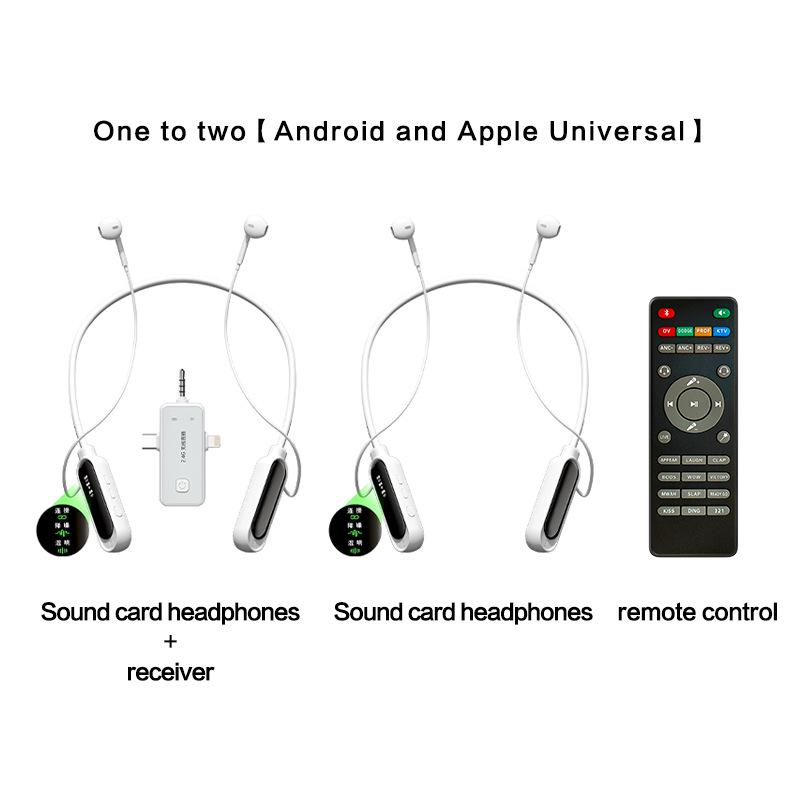 Private Mold Wireless Sound Card & Headset: English Version, All-in-One Microphone with Noise Reduction, Remote Control, and Monitoring Features.
