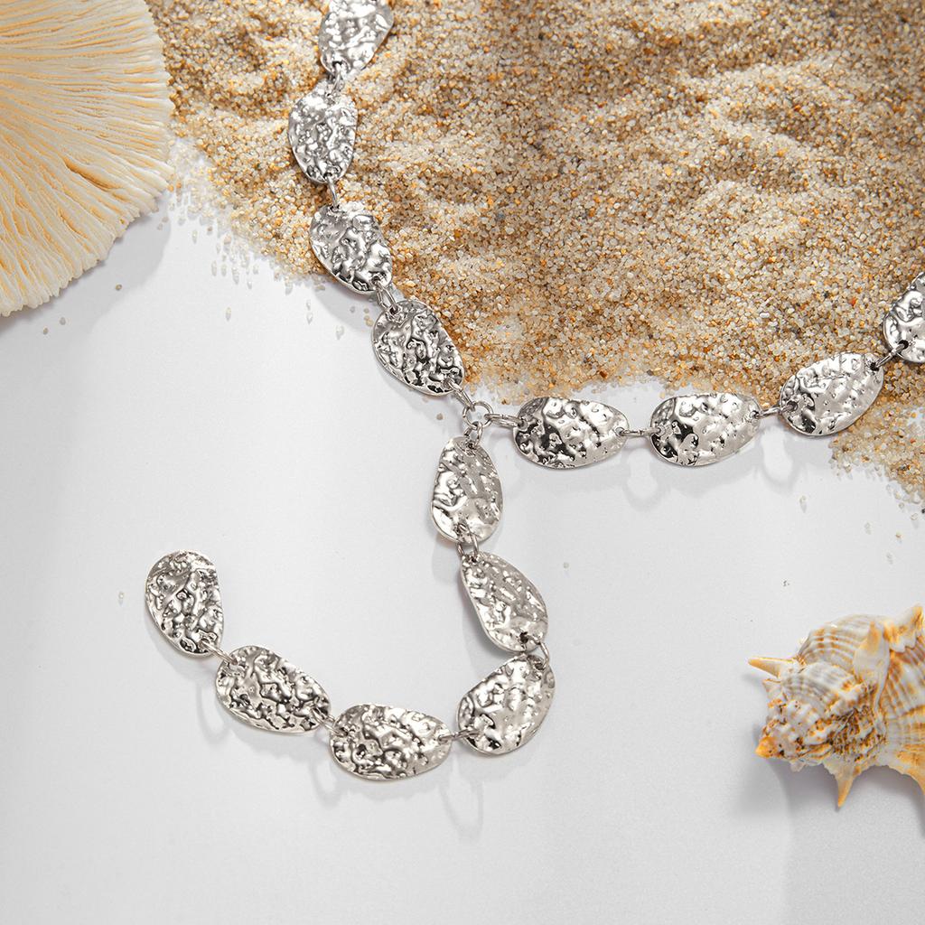 Irregular Baroque Y-shaped Collarbone Chain Cold Wind Flat Water Drop Pendant Necklace Female