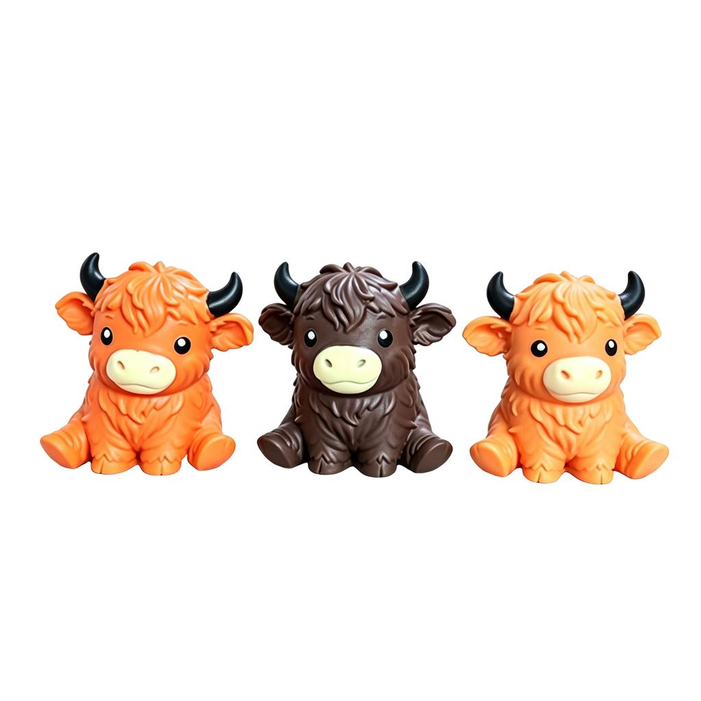 Cow Toy for Stress, Flour-Filled Bouncy Toy, 3 Assorted Colors Boxed