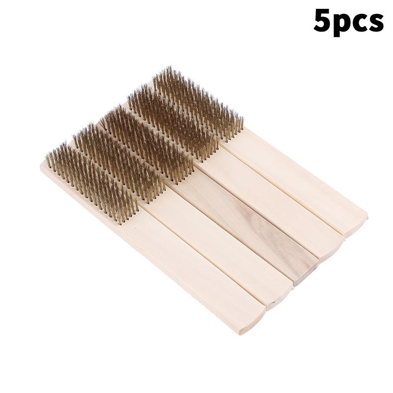 [TL][TL]2/5/10Pcs Wood Handle Brass Wire Brush For Industrial Devices Surface/Inner Polishing Grinding Cleaning 6x16 Row Brushes