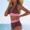 European and American Style Polka Dots Contrasting Colors Split Bikini Swimsuit Women Looking Thin High Waist Sexy Beach Vacation Swimsuit New