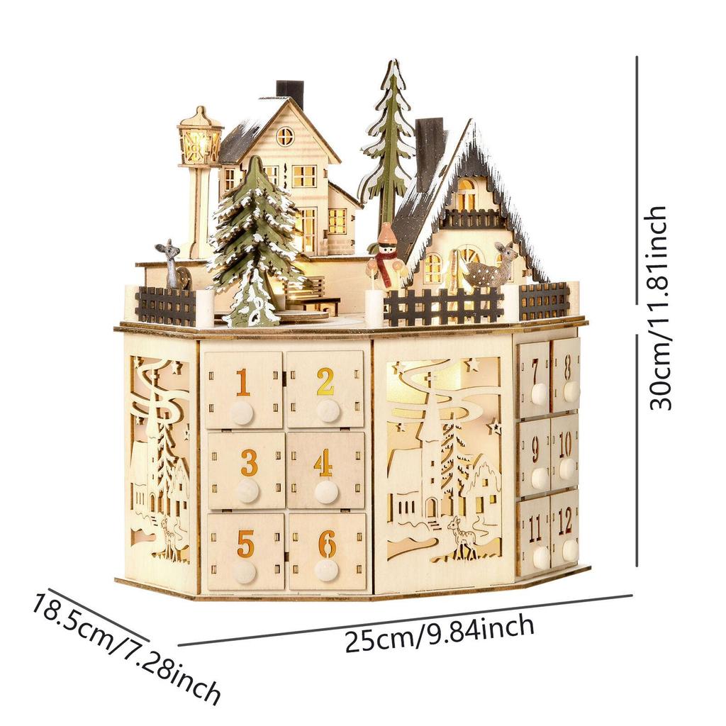Christmas Wooden Advent Calendar,Traditional,Christmas Decoration Sturdy with 24
