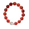 10Mm Natural High Quality Pigeon Blood Red Chalcedony White Crystal Design Bracelet Bracelet
