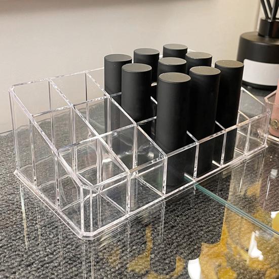 Lipstick Storage Box Save Space Transparent 12/18/36 Grids Women Makeup Lip Glaze Holder Daily Use