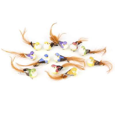12Pcs Lovely Simulation Bird Tree Binding Artificial Bird Decor Craft for Plant Home Decoration