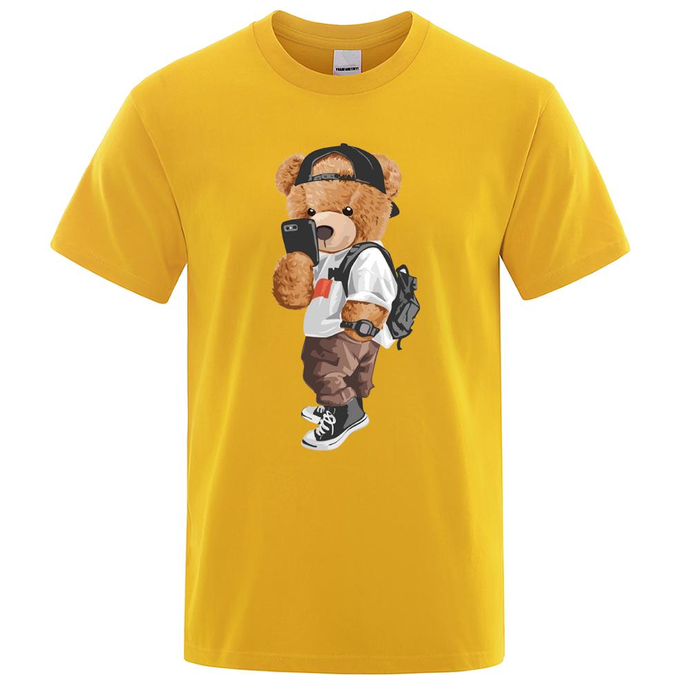 Men 2024 Fashion Ted Bear T Shirt Pure Cotton Tops Tee Funny Men Short Sleeve Crewneck Tees Summer Oversized Female T-Shirts
