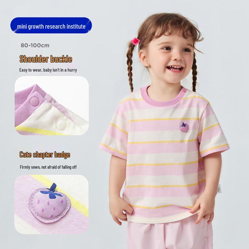 Minibala Kids' Pure Cotton Striped Short Sleeve T-Shirt