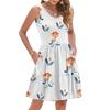 Women's Summer Fashion Casual V-neck Pleated Stitching Small Floral Print Sleeveless Vest Dress With Pockets