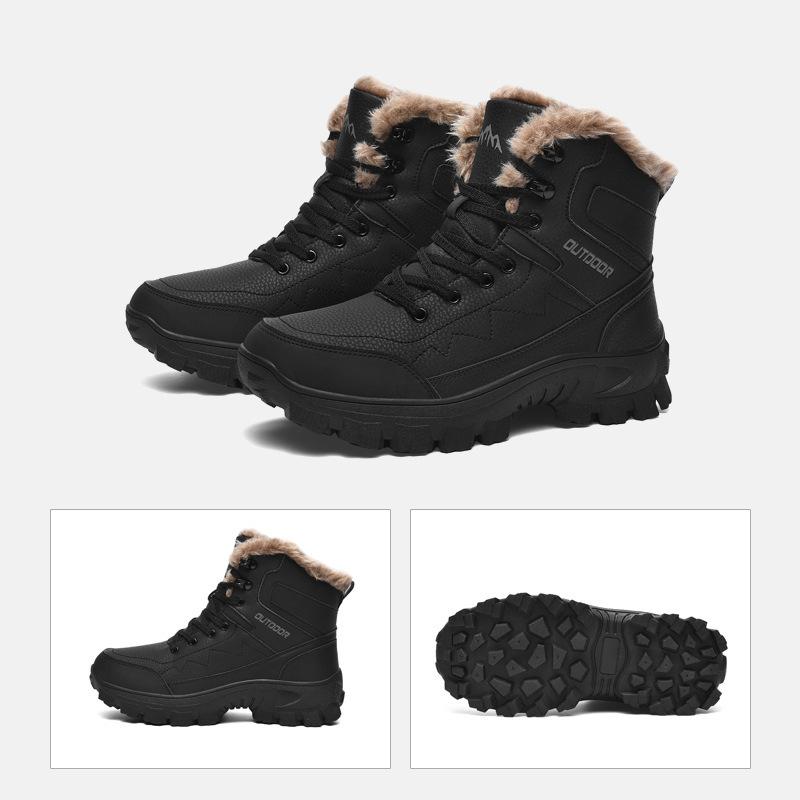 Men's shoes winter new snow boots warm and comfortable fashion non-slip black brown casual outdoor spot glue no