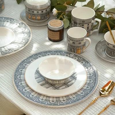 Nowy Styl Łabędzi Zamek Zastawa Stołowa Talerz Obiadowy Wysokiej Jakości Porcelana Kostna Ceramiczne Talerze Architektura Rzymska Filiżanka do Kawy