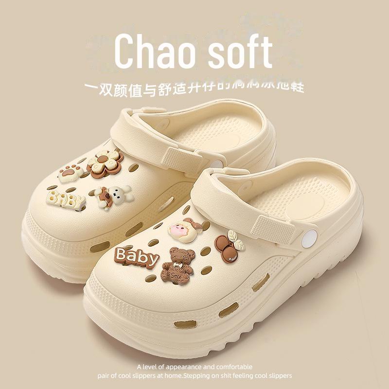 

Женские летние тапочки на толстой подошве 2024 года: В помещении, на открытом воздухе, на пляже, в стиле Баотоу 36-37